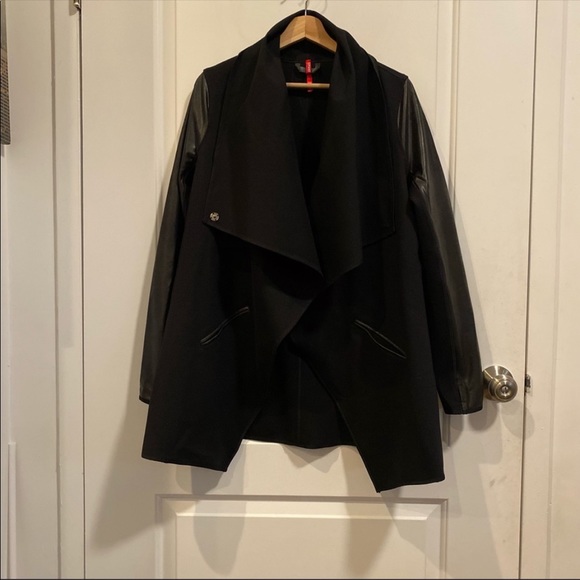 Spanx Faux Leather Drape Front Style Jacket - Picture 6 of 7